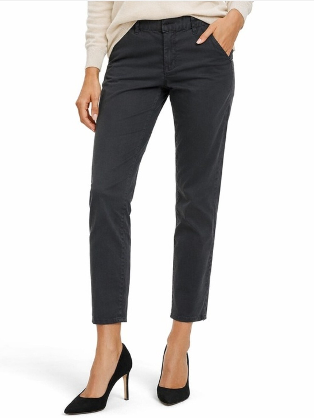 Nili Lotan East Hampton Pant Raw Hem Charcoal Gray Size 8